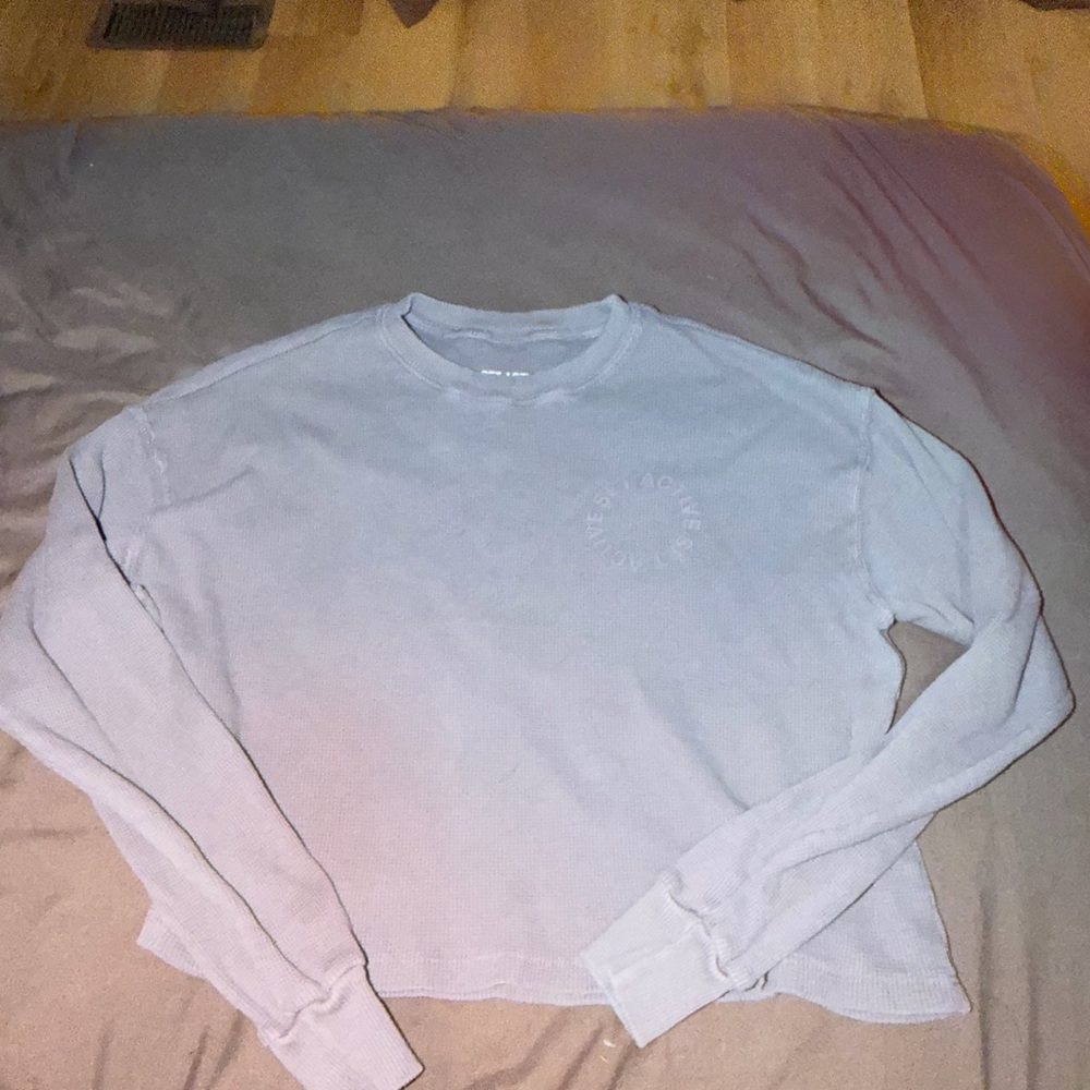 SET Active Ribbed Gray Crewneck Top